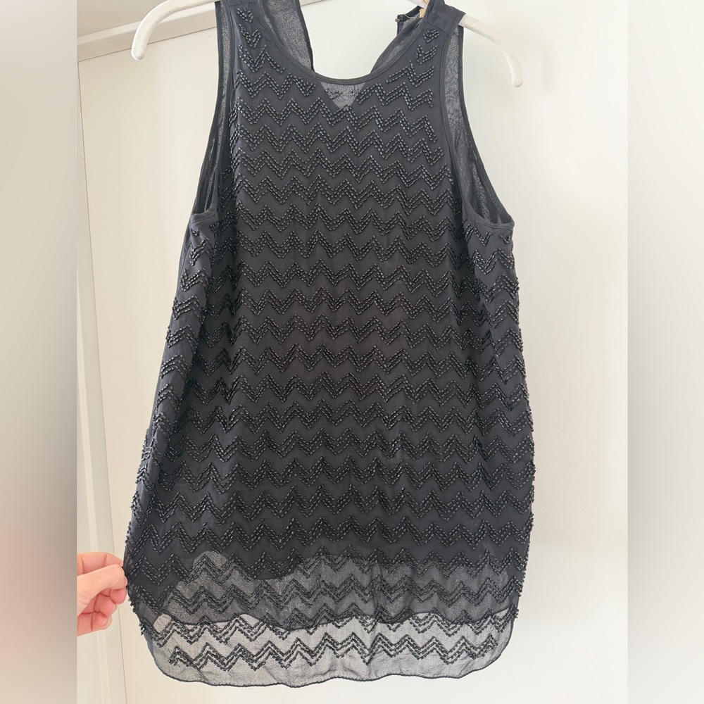 L'AGENCE Women’s Silk Black Beaded Top